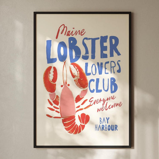 Lobster Watercolor Print: Coastal Beach House Wall Art