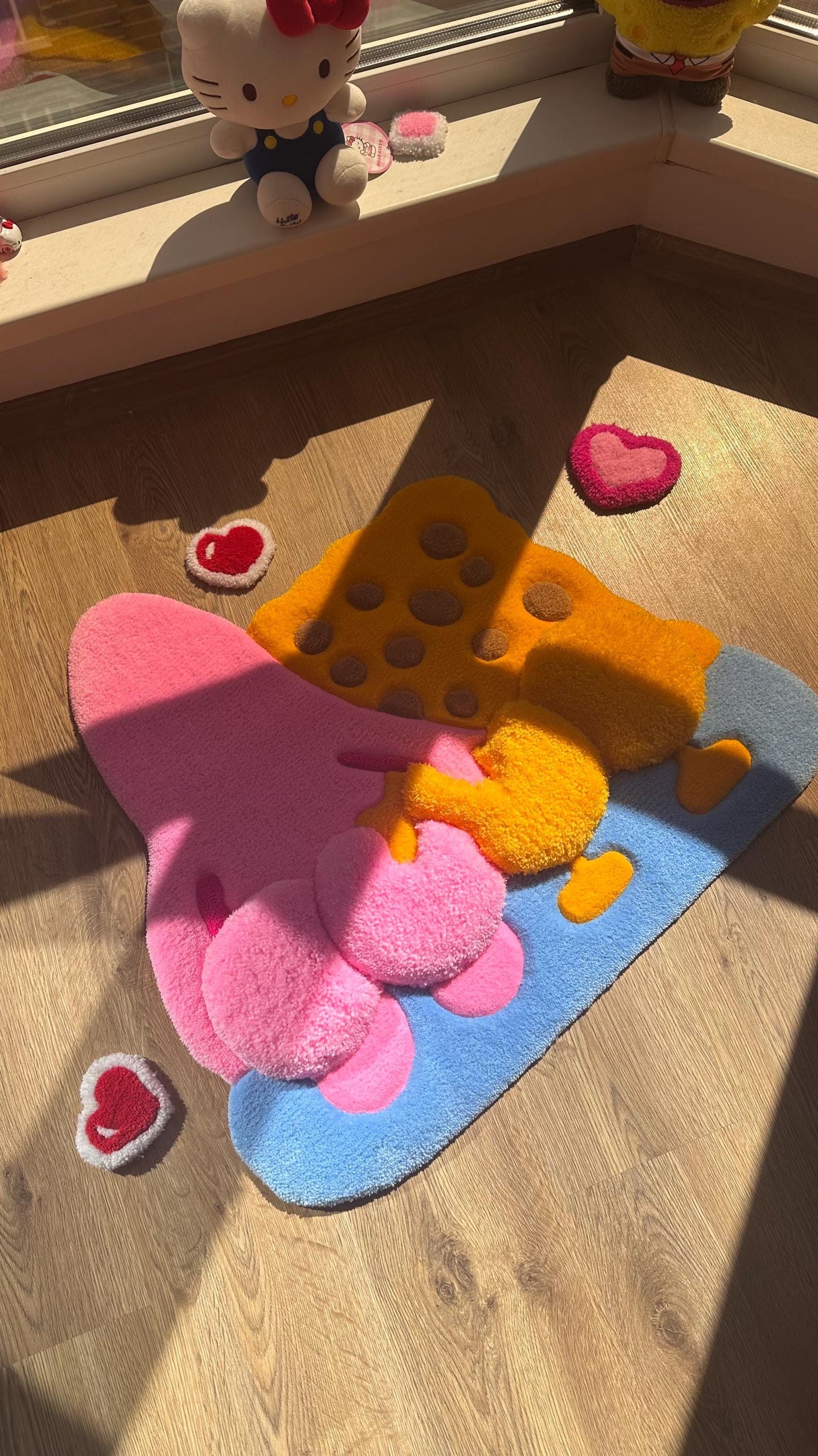 Custom Handmade Tufted Rug – Pink Puffy Carpet, Kids Room Floor Decor, 3d Rug, Fluffy Mat Home Decor