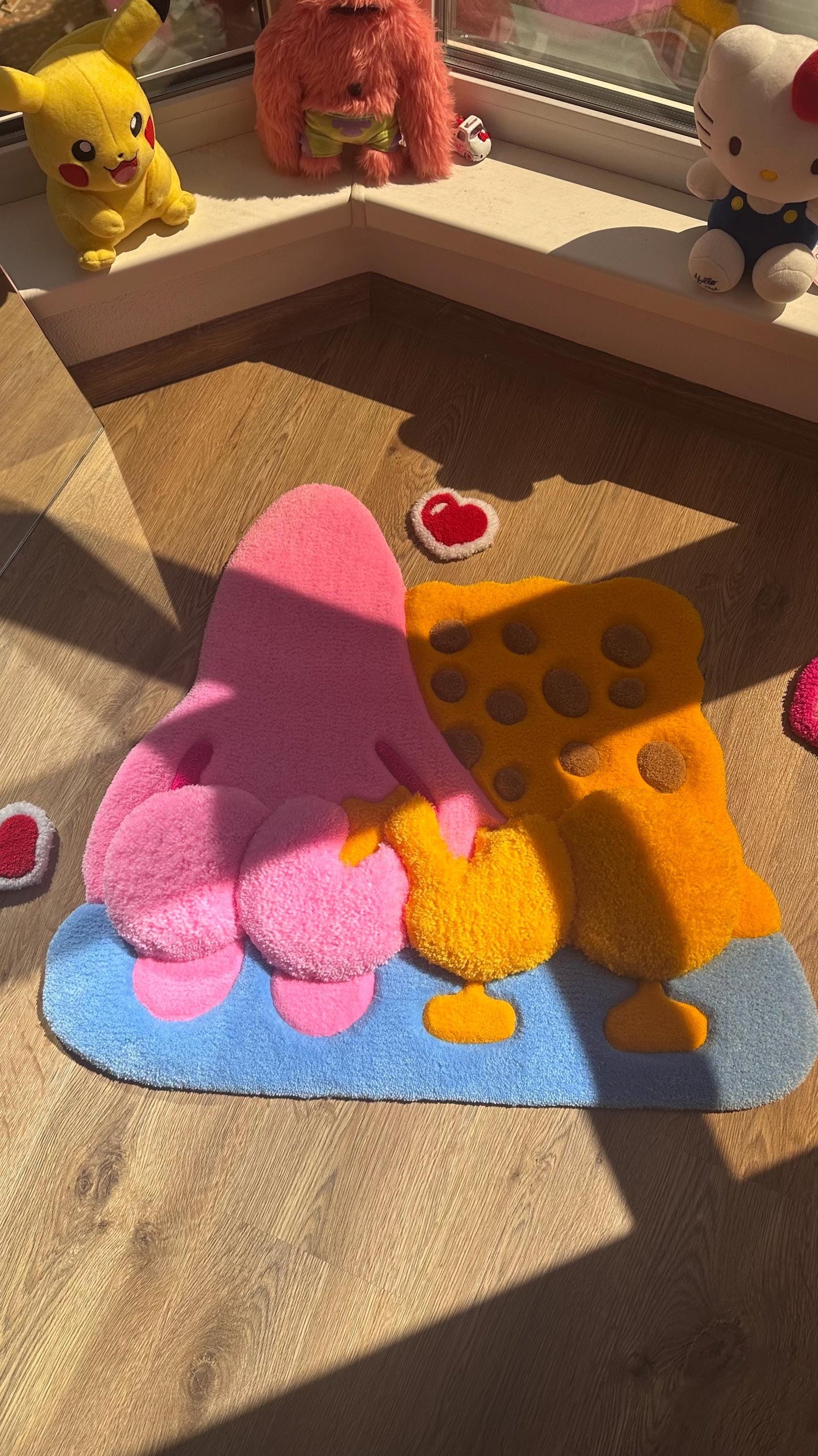 Custom Handmade Tufted Rug – Pink Puffy Carpet, Kids Room Floor Decor, 3d Rug, Fluffy Mat Home Decor