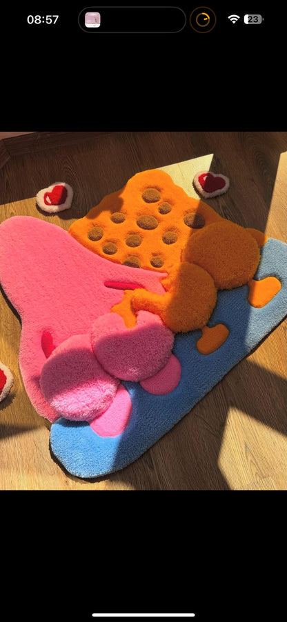 Custom Handmade Tufted Rug – Pink Puffy Carpet, Kids Room Floor Decor, 3d Rug, Fluffy Mat Home Decor