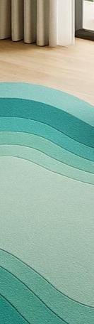 Hand-Tufted Wool Wave Rug: Modern Green Floor Art