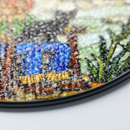 Pumpkin scarecrow with black cat Halloween stained glass suncatcher gift for her or mom