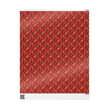 Elegant Poinsettia Wrapping Paper Roll, Christmas Gift Wrap with Watercolor Flowers and Festive Details #5