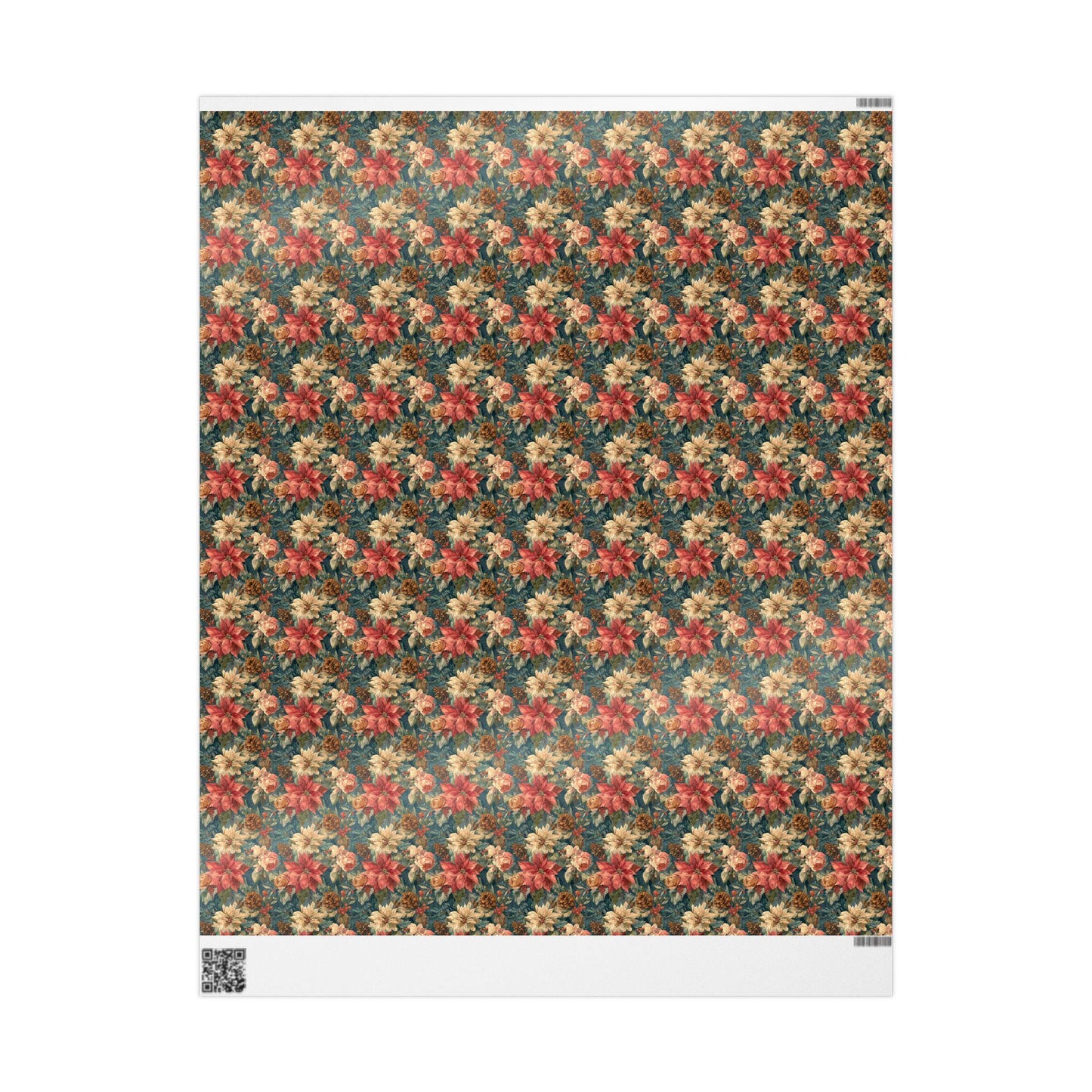 Red Poinsettia Wrapping Paper Roll, Elegant Christmas Gift Wrap for Holiday Packaging and Winter Decor #9