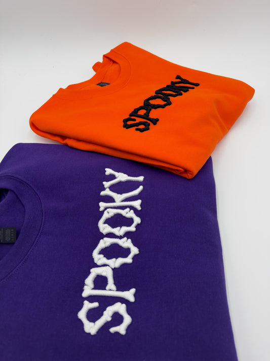 Spooky Embroidered Halloween Sweatshirt, Spooky Season Fun Fall Crewneck Sweater, Autumn Pullover