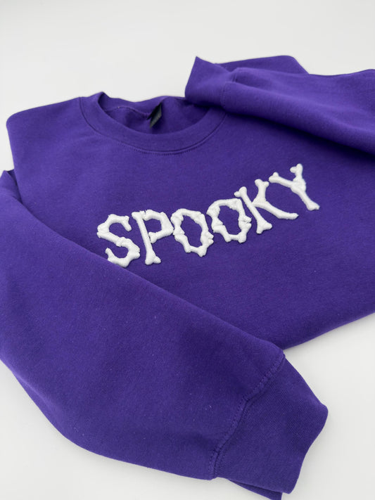 Spooky Embroidered Halloween Sweatshirt, Spooky Season Fun Fall Crewneck Sweater, Autumn Pullover