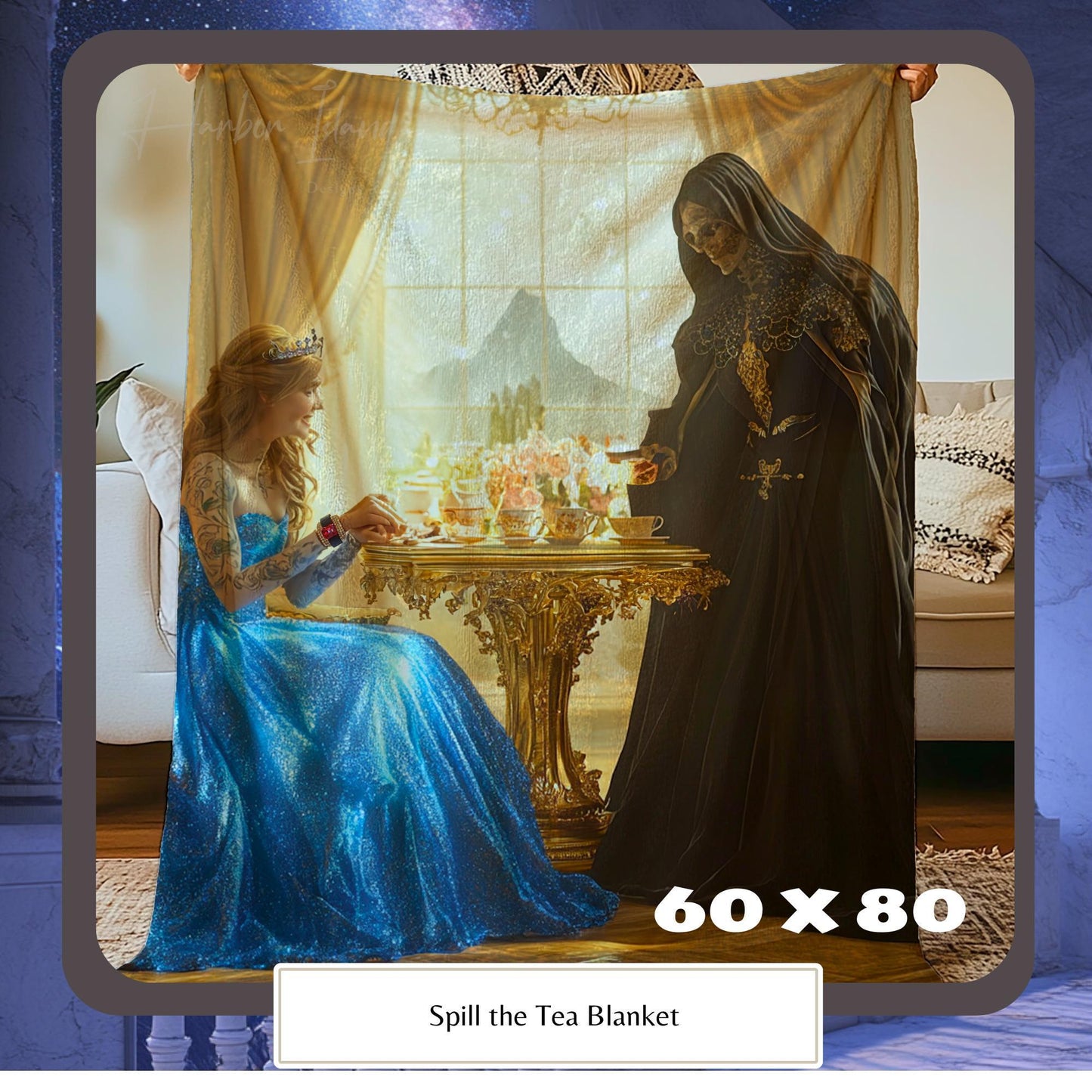 ACOTAR Blanket, Feyre and Suriel Tea Co, Book Blanket, High Lady of the Night Court, Bookish Reader Lover Gift HarborIslandDecor