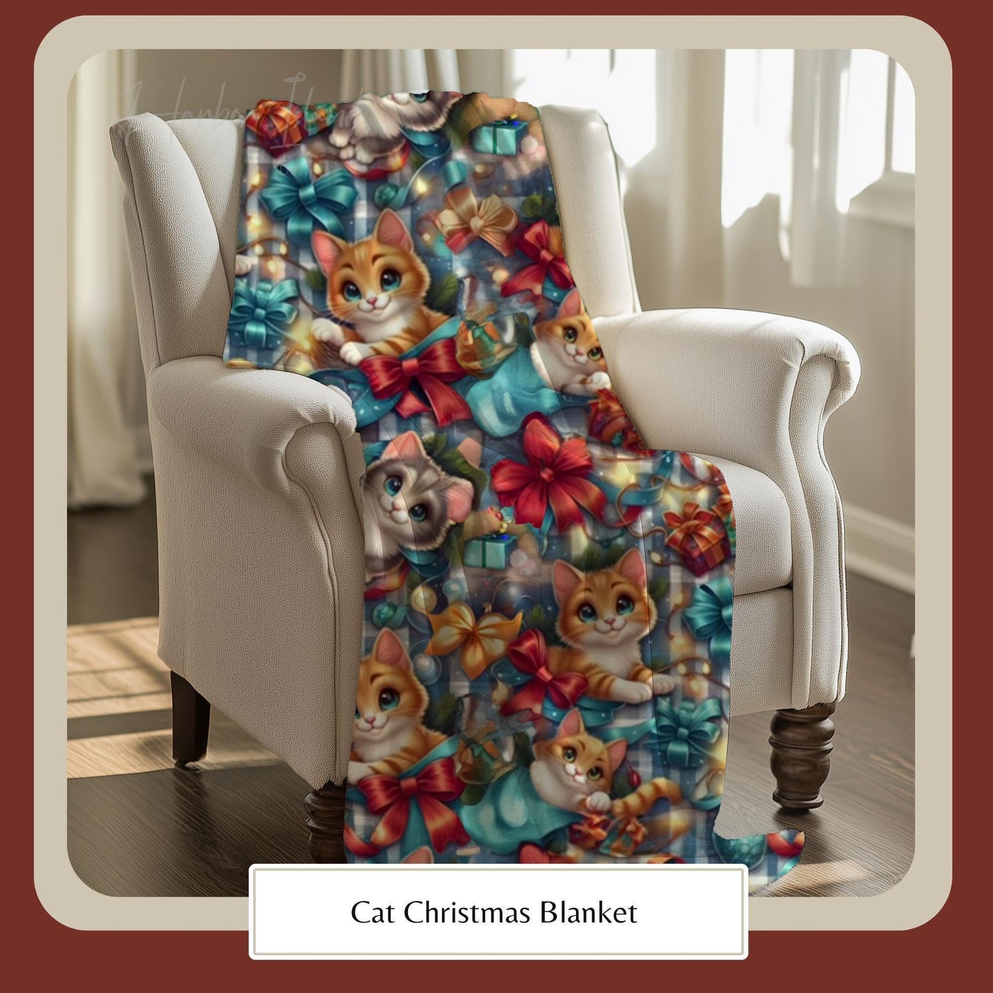 HarborIslandDecor: Cat Christmas Blanket for Cat Lovers, Cozy Fuzzy Throw Blanket, Cath Themed Gift, Gift for Reader, Cat Mom or Dad