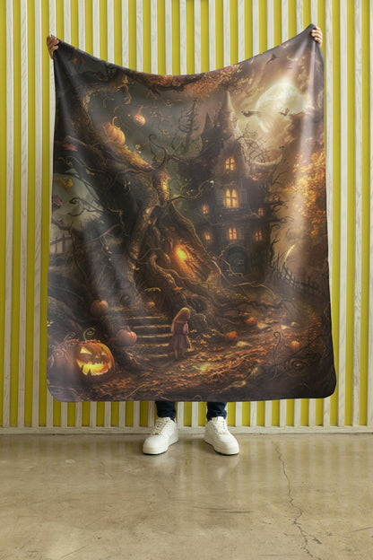 Dark Academia Decorative Blanket, Witchy Aesthetics, Spooky Cozy Blanket, Cozy Pumpkin Fall Blanket, Dark Spooky Forest by HarborIslandDecor