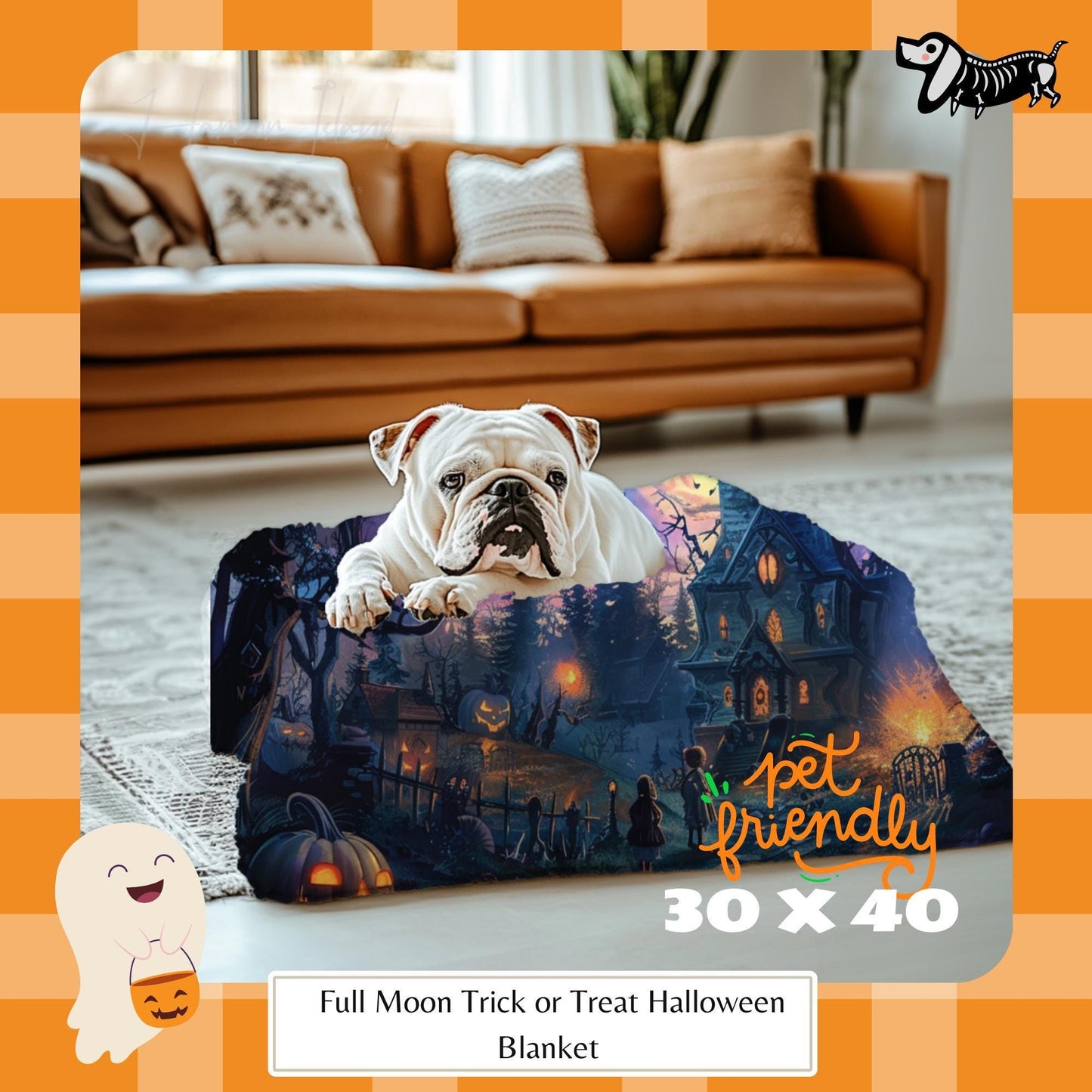 Halloween Blanket, Plush Fall Spooky Throw, Cute Goth Halloween Decor, Halloween Lover Gift, Halloween Home Decor by Harbor Island Decor