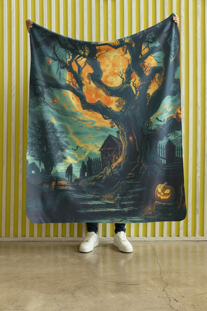 Halloween Throw Blanket Decor, Soft Blanket, Halloween Decor, Cozy Holiday Custom Fall Party Gifts, Beautiful Spooky Soft Blanket