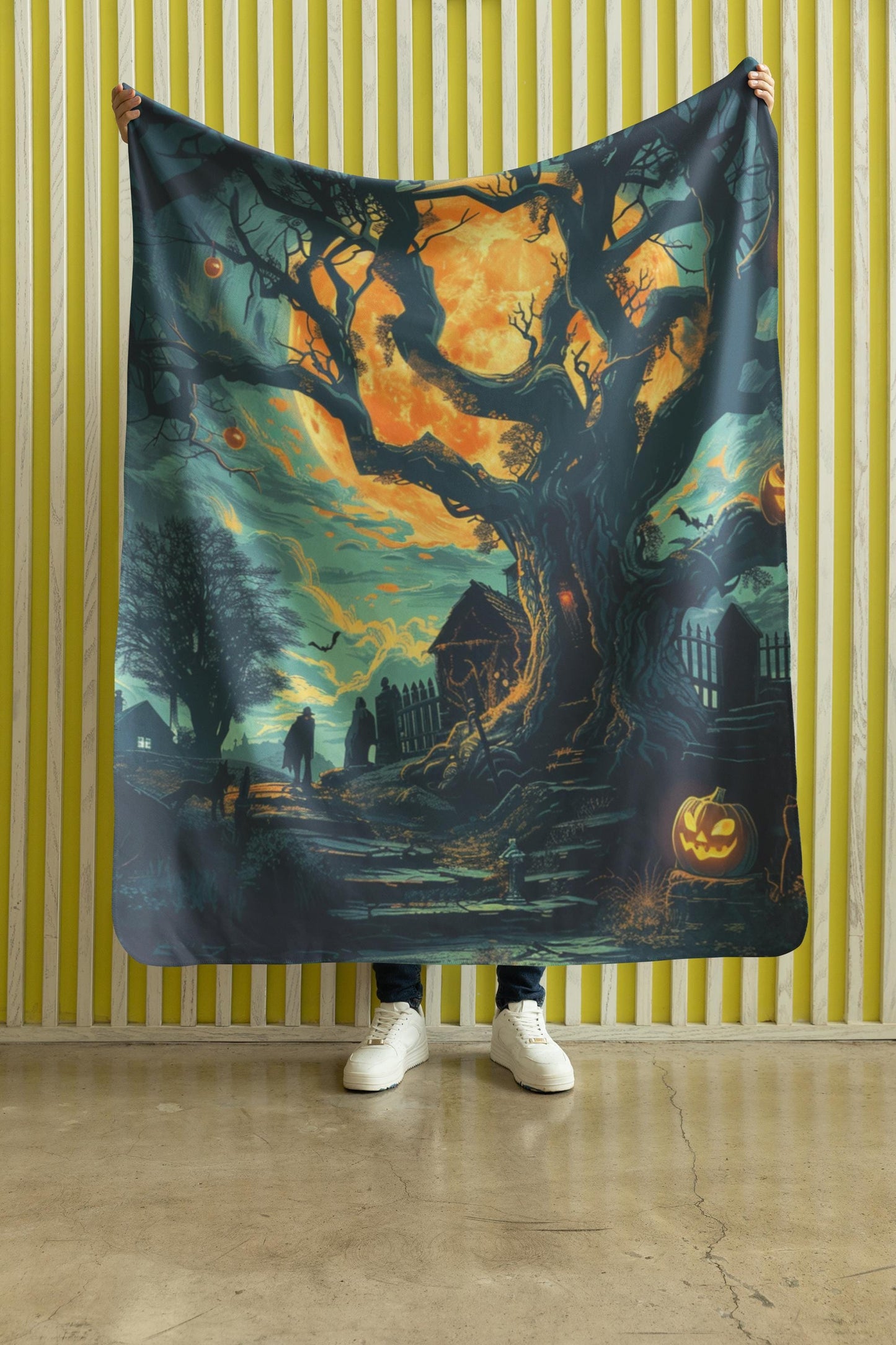 Halloween Throw Blanket Decor, Soft Blanket, Halloween Decor, Cozy Holiday Custom Fall Party Gifts, Beautiful Spooky Soft Blanket