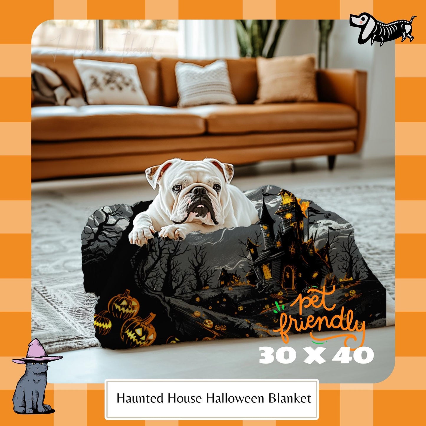 Halloween Blanket, Halloween Witches Salem, Spooky Season Blankets, Dark Academia Blanket, Cozy Fall Pumpkin Blanket by Harbor Island Decor