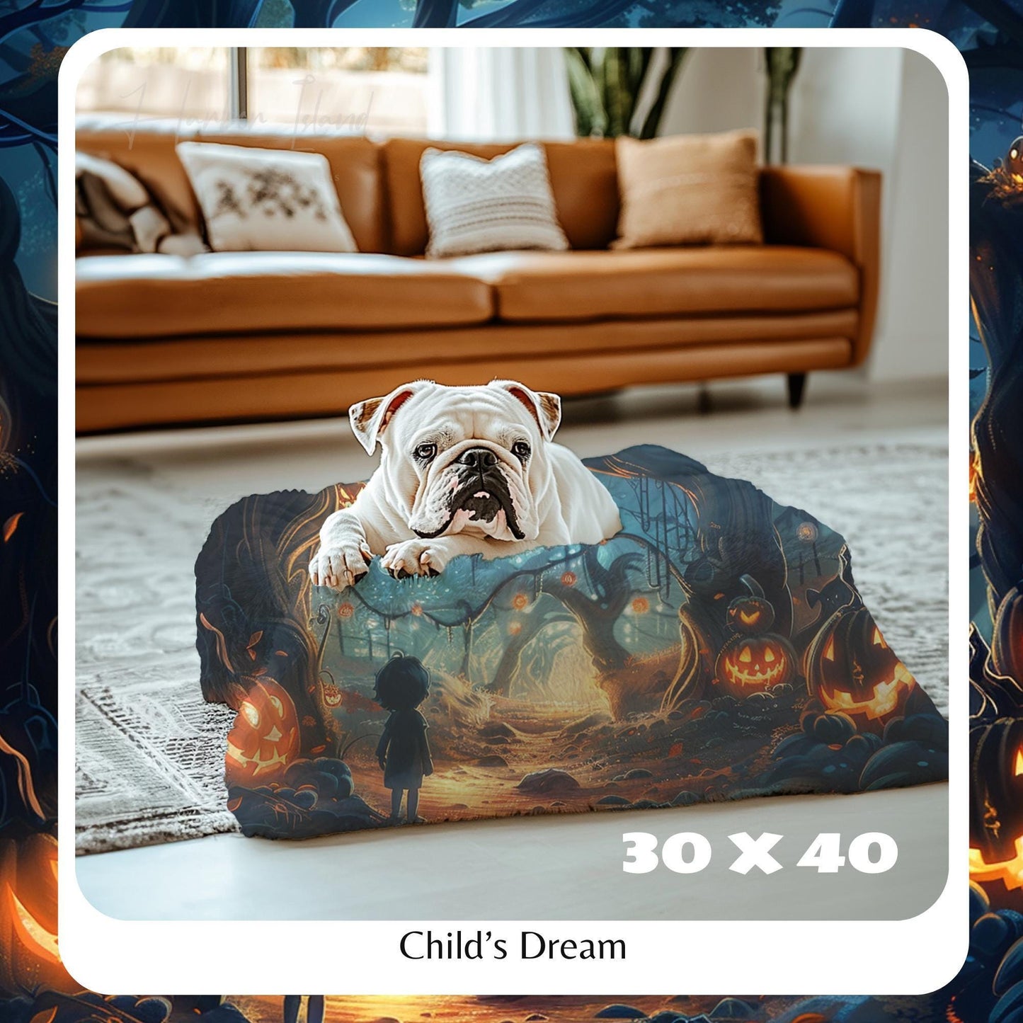 Halloween Blanket Throw Blanket, Halloween Decor, Unique Design, Spooky Season Decor with Glowing Jack-o'-Lanterns