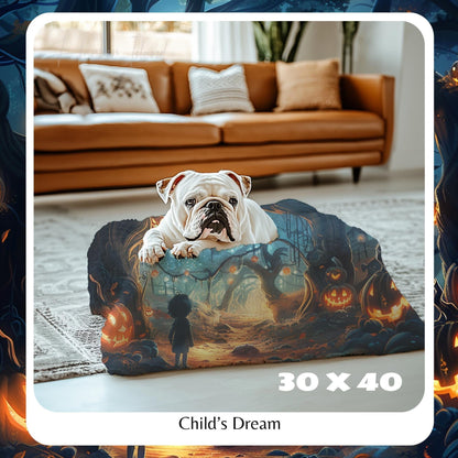 Halloween Blanket Throw Blanket, Halloween Decor, Unique Design, Spooky Season Decor with Glowing Jack-o'-Lanterns