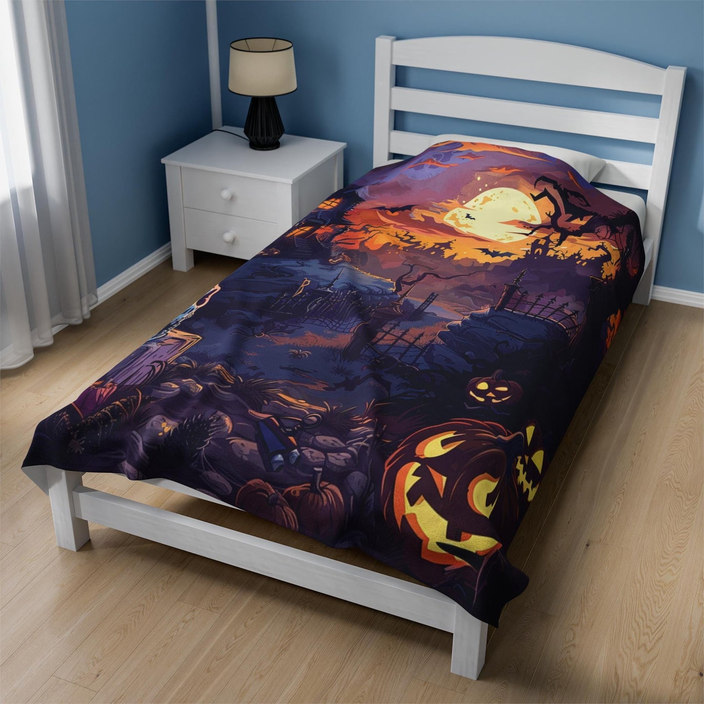 Soft Blanket Throw Blanket, Halloween Decor, Gifts for Her, Gifts for Him, Unique Design, Spooky Season Decor with Spooky Bats