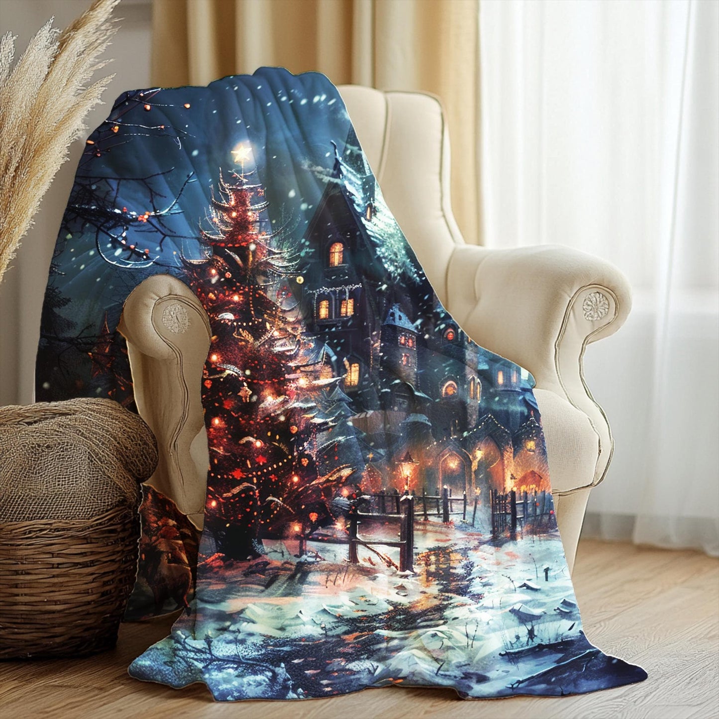 Spooky Christmas Blanket, Witches Blanket, Dark Academia Decorative Blanket, Goth Home Decor, Cozy Halloween Blanket by Harbor Island Decor