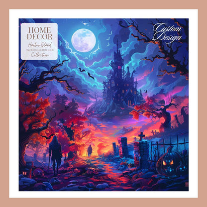 Spooky Season Blanket, Dark Academia Decorative Blanket, Cozy Halloween Banket, Haunted House Gift Gothic Blanket by Harbor Island Decor