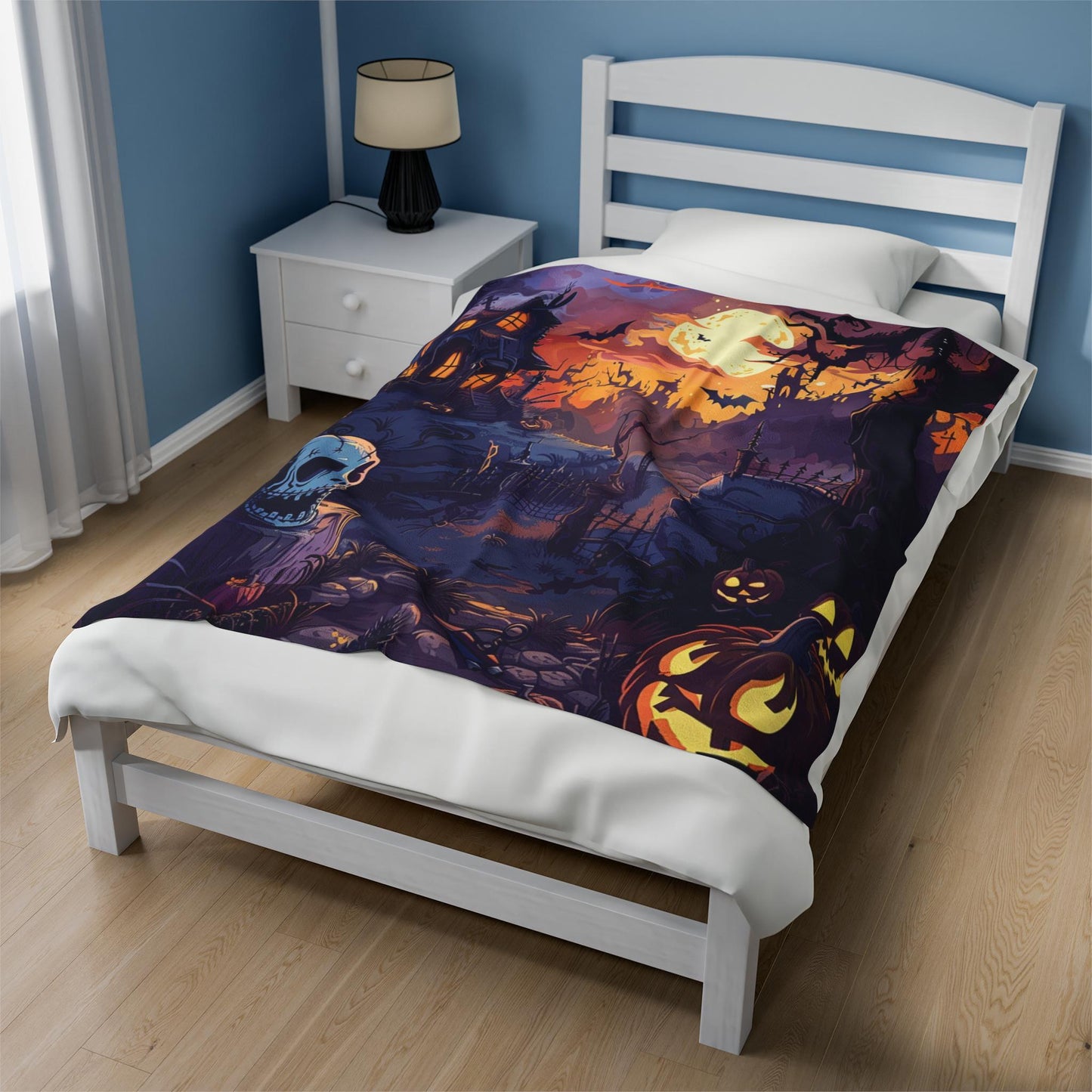 Soft Blanket Throw Blanket, Halloween Decor, Gifts for Her, Gifts for Him, Unique Design, Spooky Season Decor with Spooky Bats