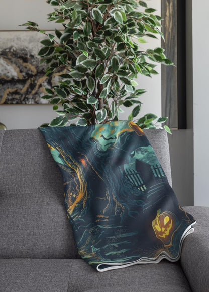 Halloween Throw Blanket Decor, Soft Blanket, Halloween Decor, Cozy Holiday Custom Fall Party Gifts, Beautiful Spooky Soft Blanket
