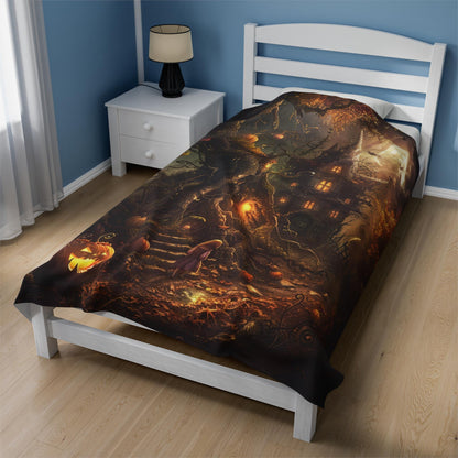 Dark Academia Decorative Blanket, Witchy Aesthetics, Spooky Cozy Blanket, Cozy Pumpkin Fall Blanket, Dark Spooky Forest by HarborIslandDecor