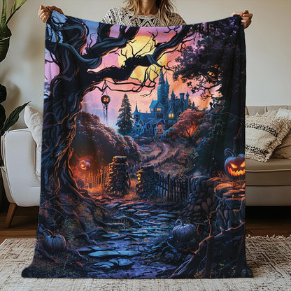 Spooky Cozy Blanket, Dark Academia Blanket, Pumpkin Blanket, Witchy Aesthetics, Cute Fall Blanket, Fall Home Decor by Harbor Island Decor