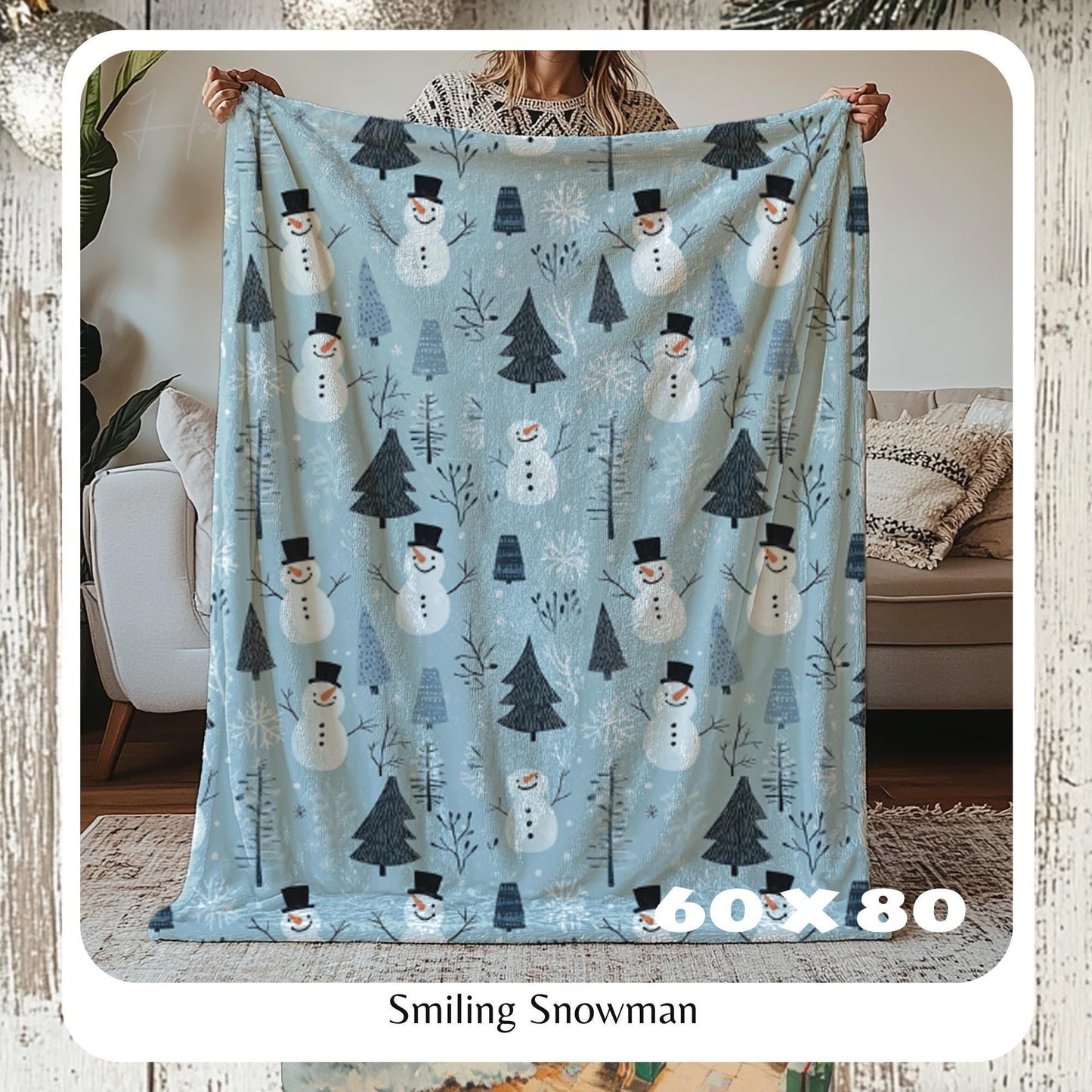 Christmas Blanket, Cozy Snowman Throw Blanket, Frosty the Snowman, Plush Throw Blanket, Baby Blanket, Best Christmas Gift, HarborIslandDecor