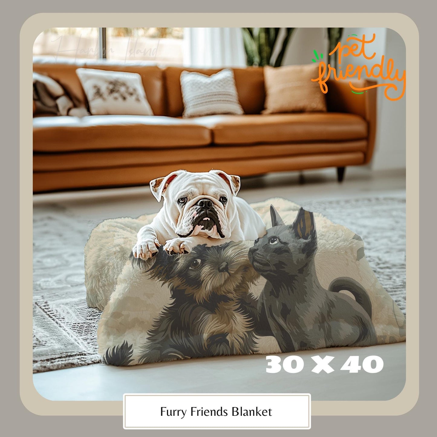 HarborIslandDecor: Adorable Puppy Kitten Blanket, Cozy Pet Lovers Throw Blanket, Cute Animal Companions Blanket, Perfect Gift for Pet Owners