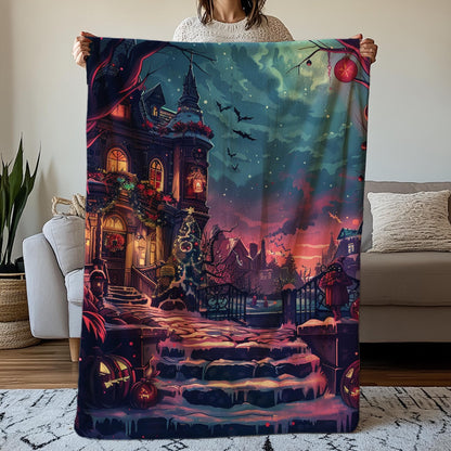 Spooky Christmas Blanket, Cozy Halloween Blanket, Creepy Christmas Gifts, Magical Witch Blanket, Dark Academia Gift by Harbor Island Decor