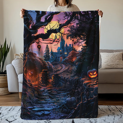 Spooky Cozy Blanket, Dark Academia Blanket, Pumpkin Blanket, Witchy Aesthetics, Cute Fall Blanket, Fall Home Decor by Harbor Island Decor