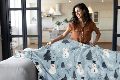 Christmas Blanket, Cozy Snowman Throw Blanket, Frosty the Snowman, Plush Throw Blanket, Baby Blanket, Best Christmas Gift, HarborIslandDecor