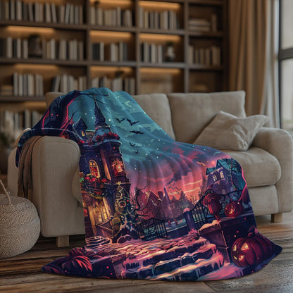 Spooky Christmas Blanket, Cozy Halloween Blanket, Creepy Christmas Gifts, Magical Witch Blanket, Dark Academia Gift by Harbor Island Decor