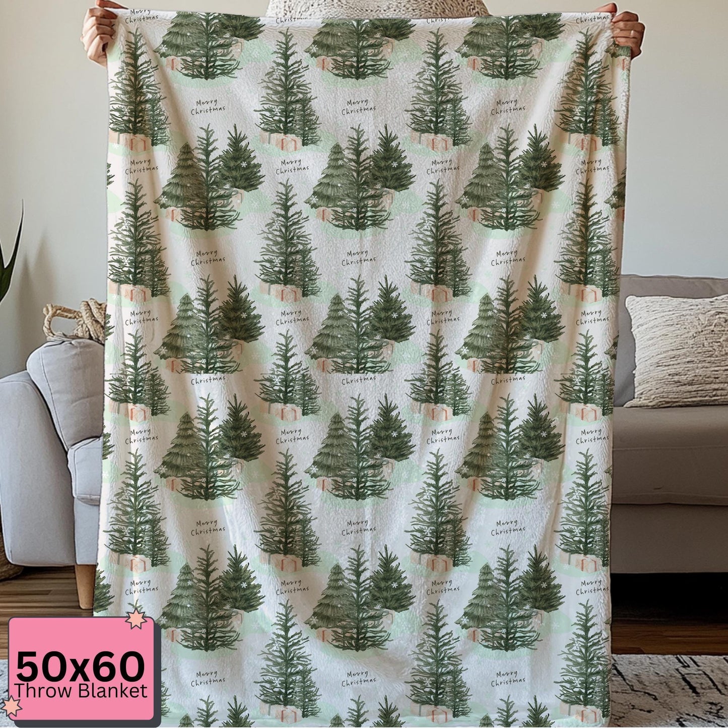 Personalized Christmas Blanket Velveteen or Sherpa Throw, Cozy Holiday Decor Gift, Winter Cover for Seasonal Comfort by HarborIslandDecor