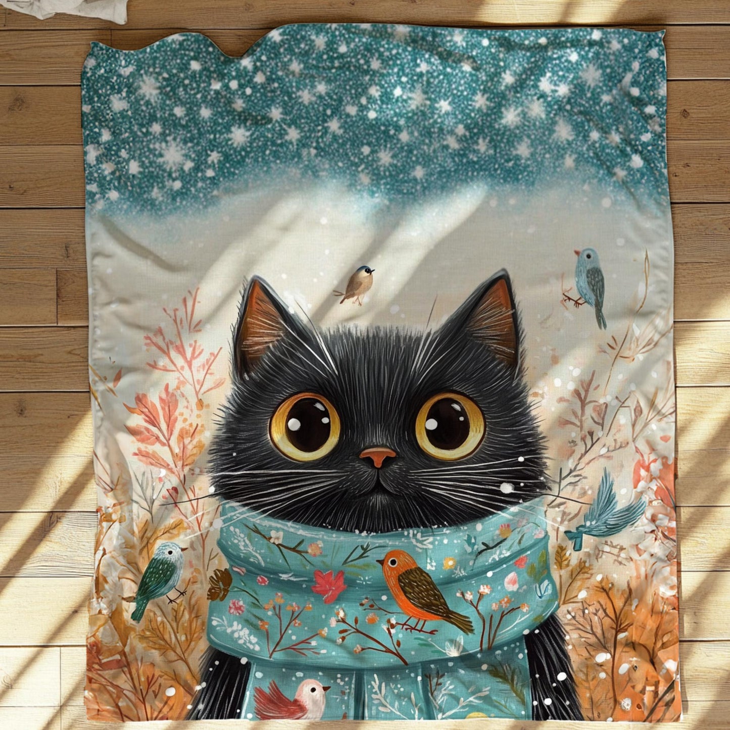 Christmas Cat Blanket for Cat Lovers, Cozy Sherpa Fleece Throw Blanket, Winter Cat, Gift for Reader, Cat Mom by Harbor Island Decor