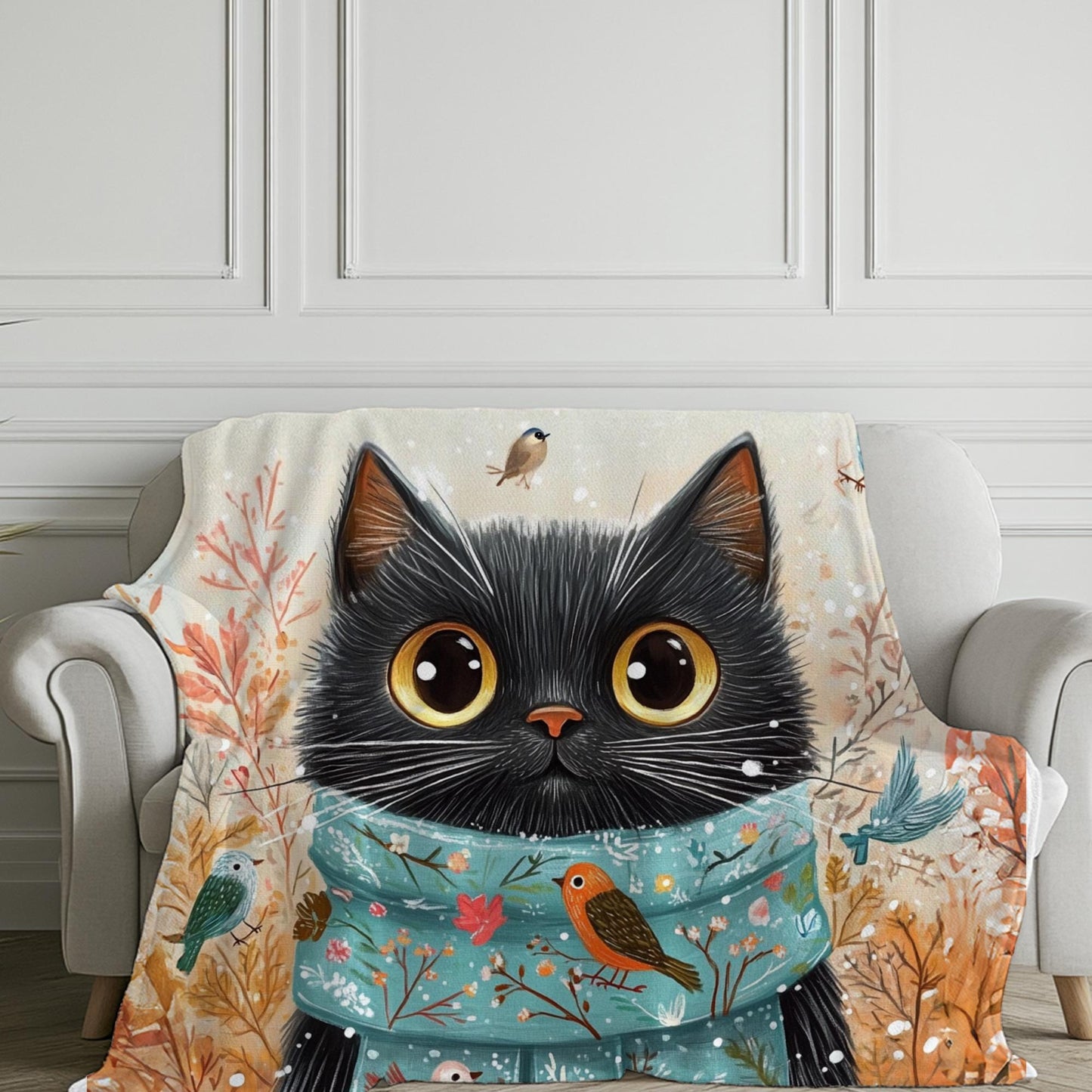 Christmas Cat Blanket for Cat Lovers, Cozy Sherpa Fleece Throw Blanket, Winter Cat, Gift for Reader, Cat Mom by Harbor Island Decor