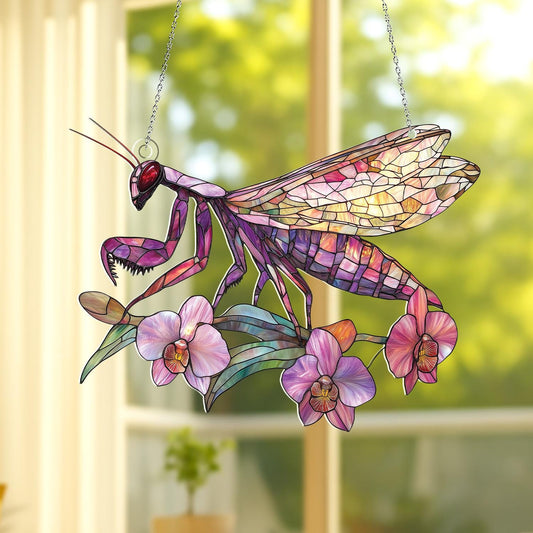 Praying Mantis Window Hanging Acrylic 2D Flat, Colorful Insect Art Decor, Nature Inspired Home Decoration, Unique Gift for Bug Lovers