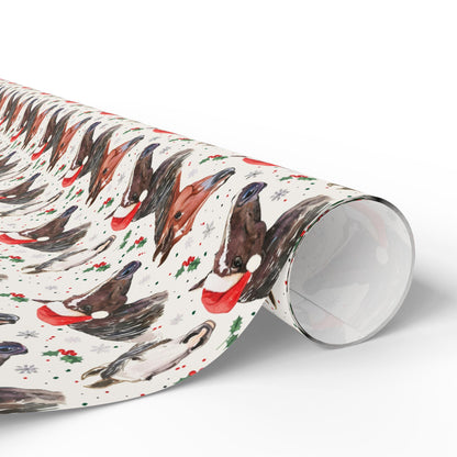 Holiday Horse Wrapping Paper, Cowgirl Christmas Gift Wrap, Winter Equestrian Paper, Riding Present Wrap, Horse Lover Festive Sheet