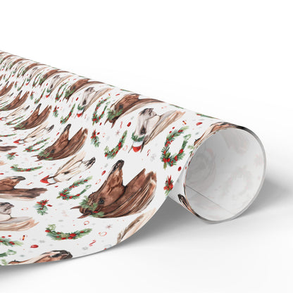Winter Horse Wrapping Paper, Cowgirl Christmas Gift Wrap, Equestrian Holiday Paper, Festive Riding Present Wrap, Horse Lover Xmas