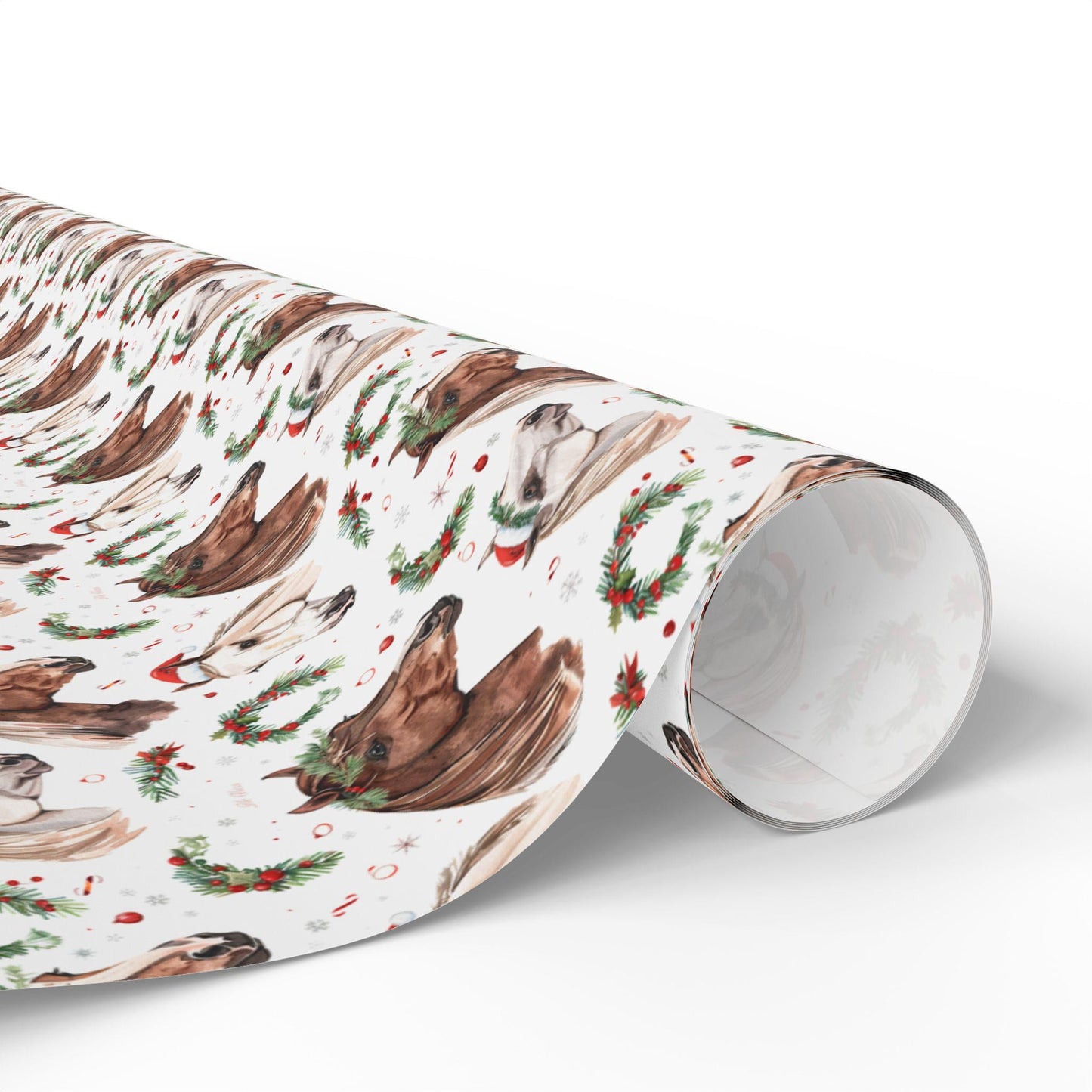 Winter Horse Wrapping Paper, Cowgirl Christmas Gift Wrap, Equestrian Holiday Paper, Festive Riding Present Wrap, Horse Lover Xmas