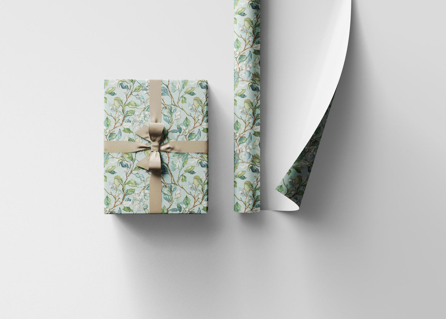 Elegant Mistletoe Wrapping Paper Roll, Winter Holiday Gift Wrap for Christmas Gifts and Seasonal Packaging #3