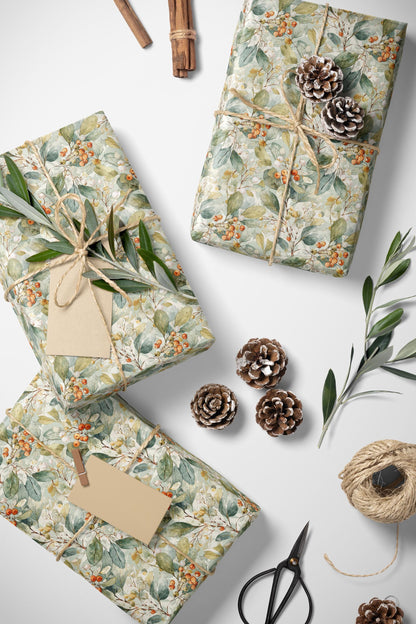 Watercolor Mistletoe Wrapping Paper Roll, Premium Gift Wrap for Christmas Holiday and Winter Parties #4