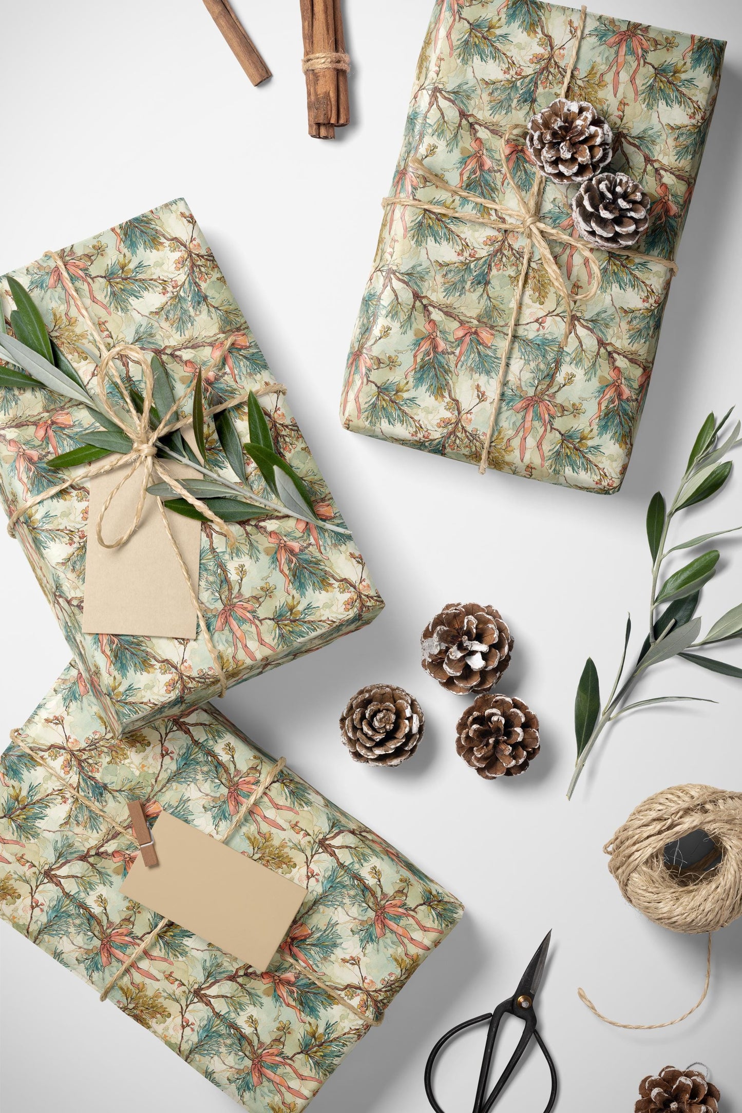 Premium Mistletoe Wrapping Paper Roll, Elegant Christmas Gift Wrap for Holiday Packaging and Winter Decor #1