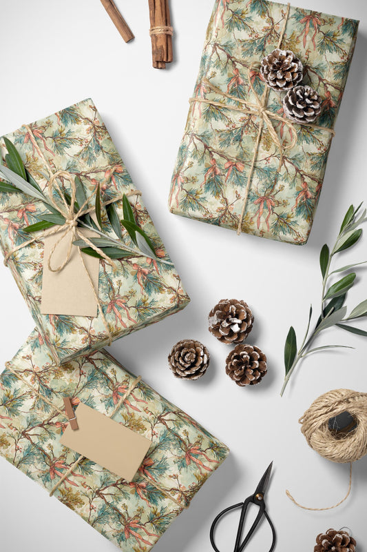 Premium Mistletoe Wrapping Paper Roll, Elegant Christmas Gift Wrap for Holiday Packaging and Winter Decor #1