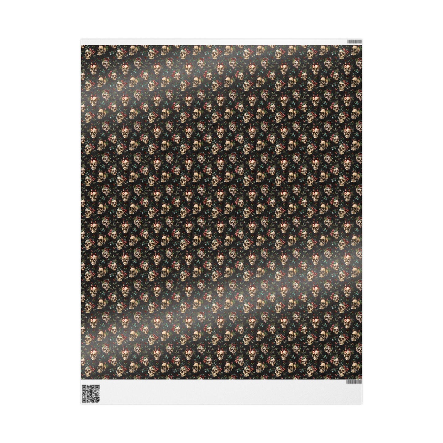 Gothic Christmas Wrapping Paper Roll, Dark Skull Gift Wrap for Spooky Winter Holiday Vibes #24