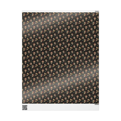 Gothic Christmas Wrapping Paper Roll, Dark Skull Gift Wrap for Spooky Winter Holiday Vibes #24