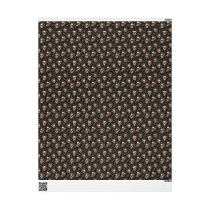 Gothic Christmas Wrapping Paper Roll, Dark Skull Gift Wrap for Spooky Winter Holiday Vibes #24