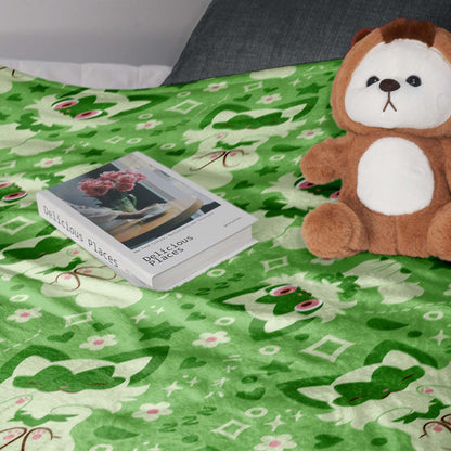 Sprigatito Fleece Blanket, Soft Cozy Throw Blanket for Kids and Adults, Cute Green Bedding, Home Decor Gift, Sprigatito Blanket Gifts