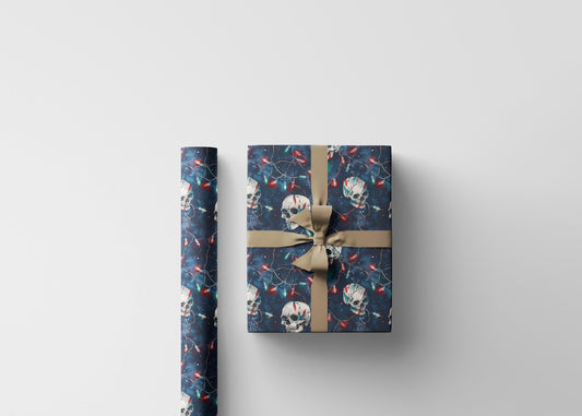 Skull and Snowflake Wrapping Paper Roll, Goth Christmas Gift Wrap for Dark Holiday Aesthetics #15