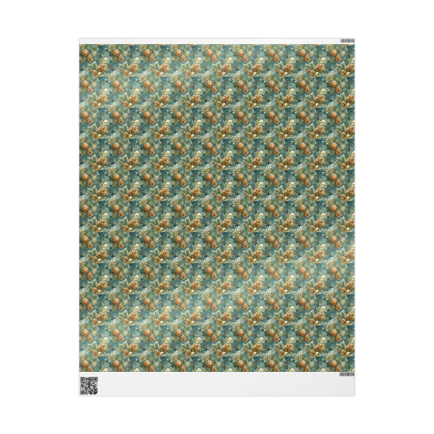 Winter Evergreen Wrapping Paper Roll, Pinecone and Tree Gift Wrap for Holiday and Christmas wrapping paper