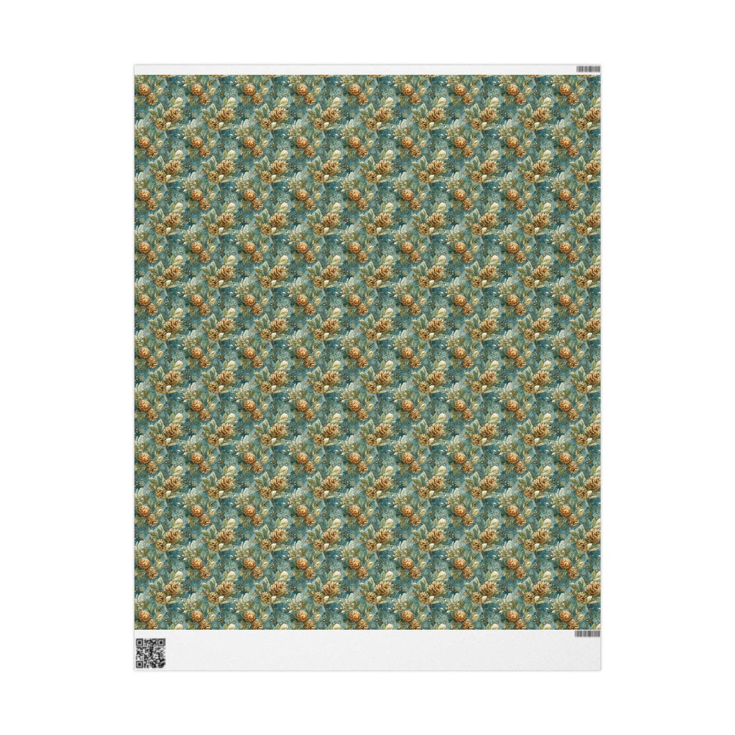 Winter Evergreen Wrapping Paper Roll, Pinecone and Tree Gift Wrap for Holiday and Christmas wrapping paper